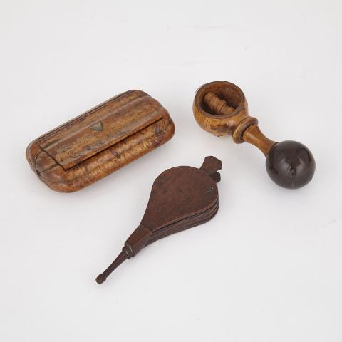 Appraisal: Three Pieces Victorian Treen mid th century comprising a bellows