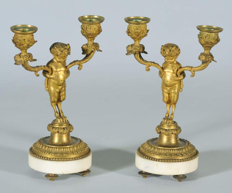 Appraisal: Pair of French Gilt Bronze Satyr Candelabra high circa Condition