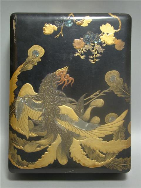 Appraisal: JAPANESE LACQUER MOTHER-OF-PEARL-INLAID BOX Edo period the large rectangular box