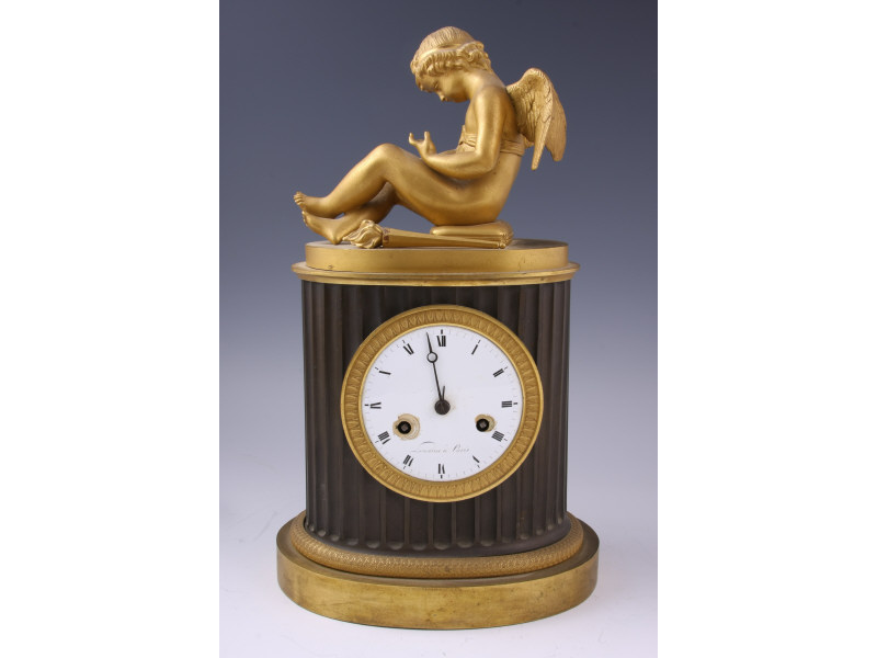 Appraisal: Antique French Figural Mantel Clock time and strike unmarked brass