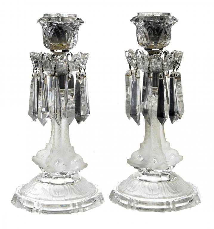 Appraisal: A PAIR OF ST LOUIS CLEAR AND FROSTED GLASS LUSTRE