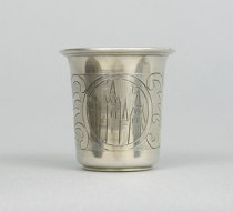 Appraisal: Russian Vodka Cup Miniature Russian vodka cup with etched design