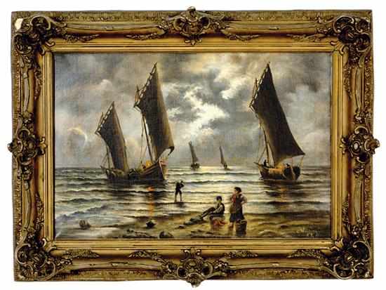 Appraisal: C Warrington RA British th century FISHERMEN AT DAY'S END