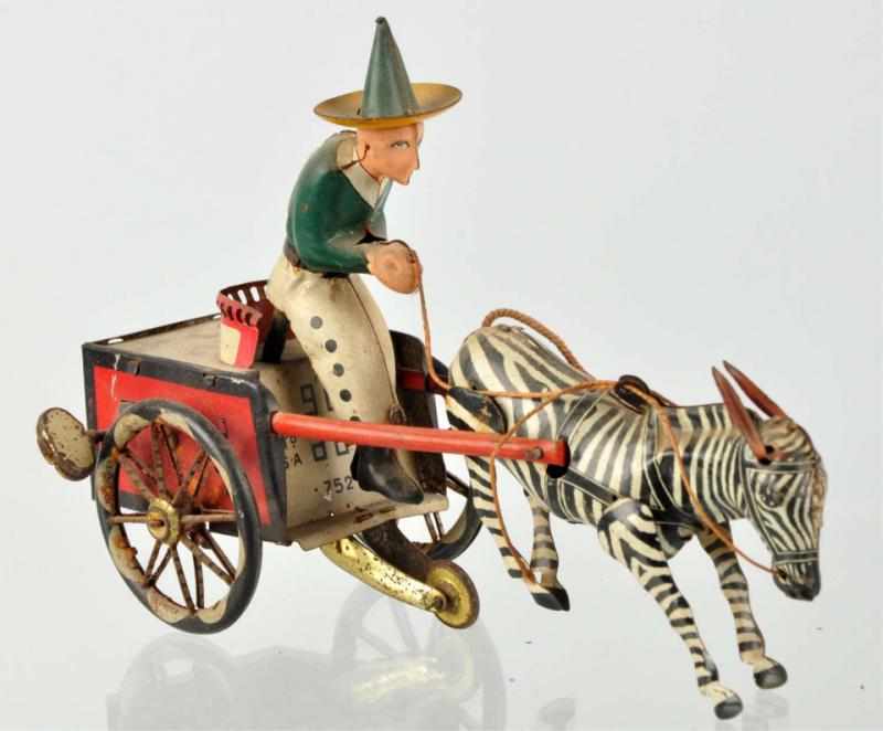 Appraisal: Tin Litho Lehmann Zikra Wind-Up Toy German Working Depicts zebra