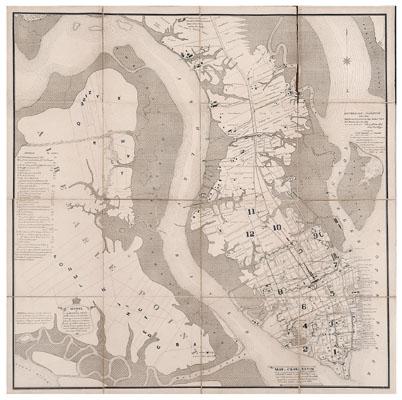 Appraisal: th century map of Charleston large folding map mounted in