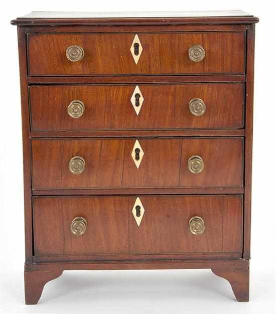 Appraisal: Georgian miniature mahogany chest of drawers early to mid th