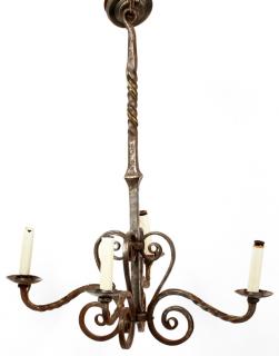 Appraisal: ARTS CRAFTS WROUGHT IRON CHANDELIER ARTS CRAFTS WROUGHT IRON CHANDELIER