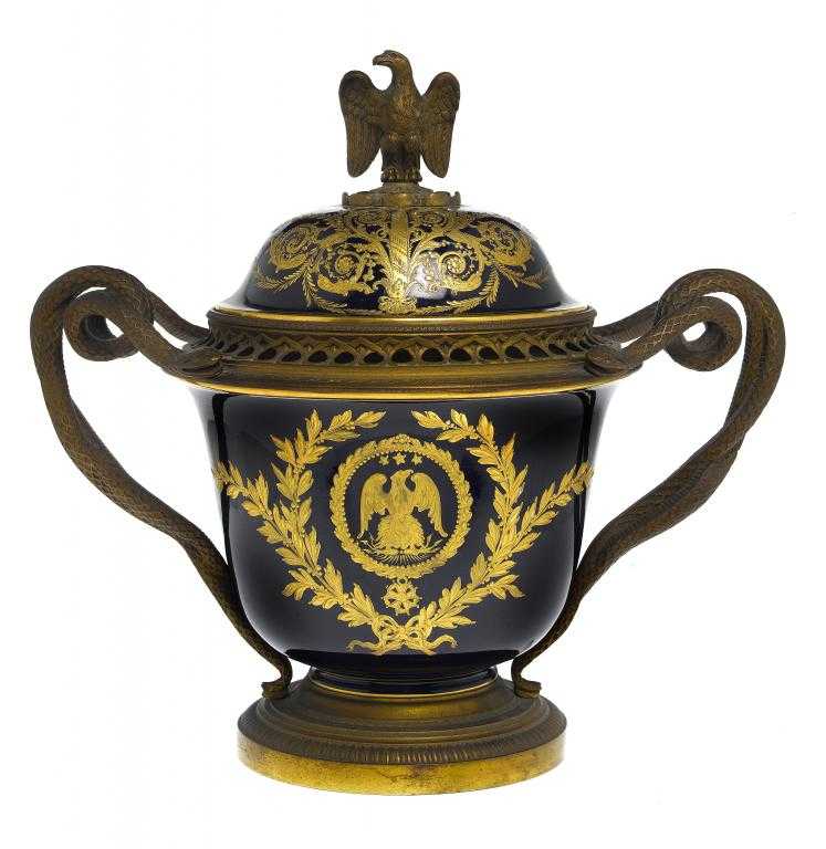 Appraisal: A FRENCH GILT BRONZE-MOUNTED S VRES STYLE BRULE PARFUM AND