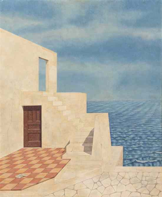 Appraisal: Artist Unknown th century House by the Sea oil on