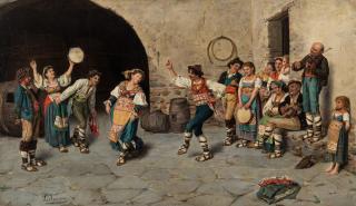 Appraisal: PASQUALE CELOMMI ITALIAN - The Peasant Dance oil on board