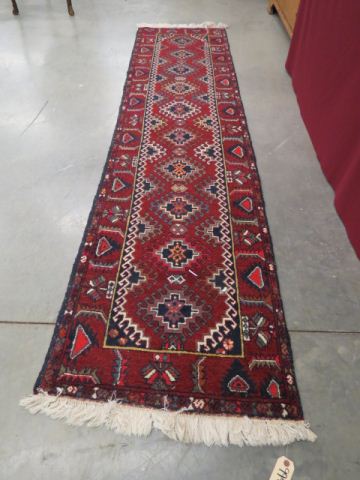 Appraisal: Hamadan Persian Handmade Runner geometric designs deep earthtones ' x