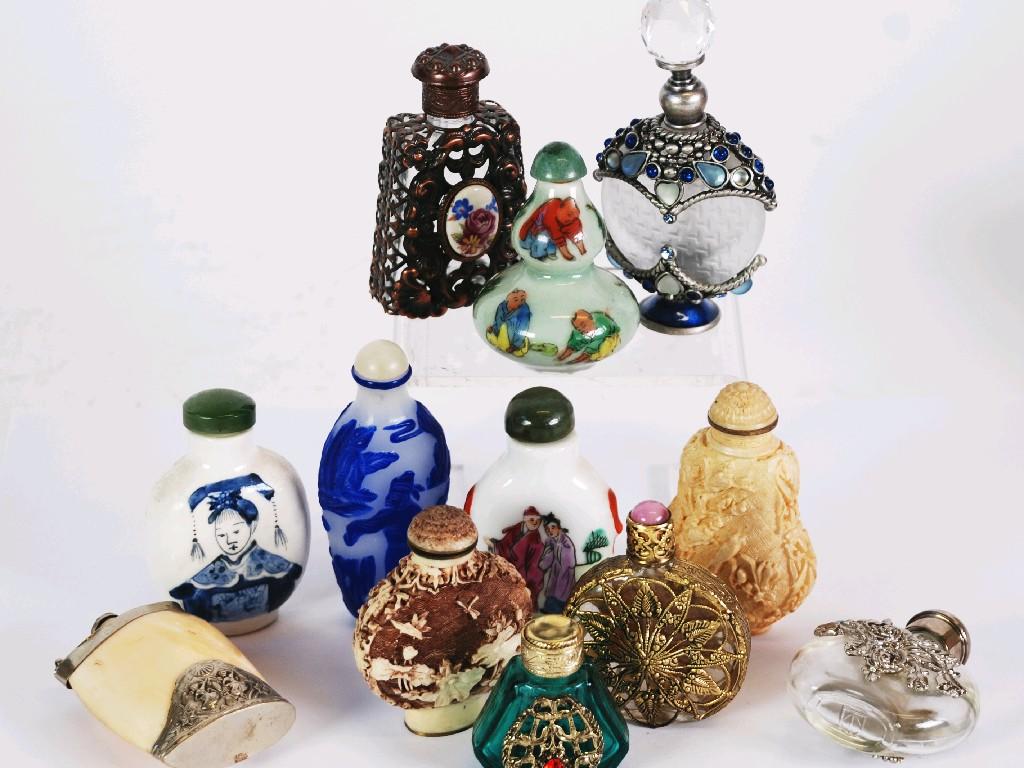 Appraisal: COLLECTION OF MODERN SCENT AND SNUFF BOTTLES including Chinese overlaid