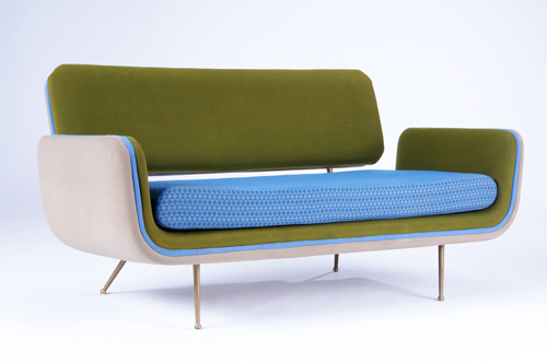 Appraisal: ALEXANDER GIRARD Sofa upholtered in its original fabric on gold-finished