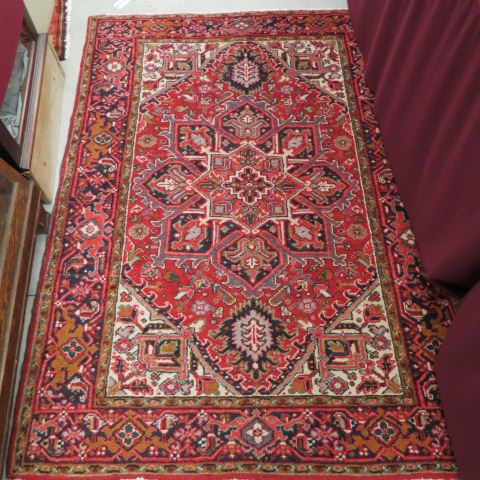 Appraisal: Heriz Persian Handmade Rug fancy overall geometric floral ' x