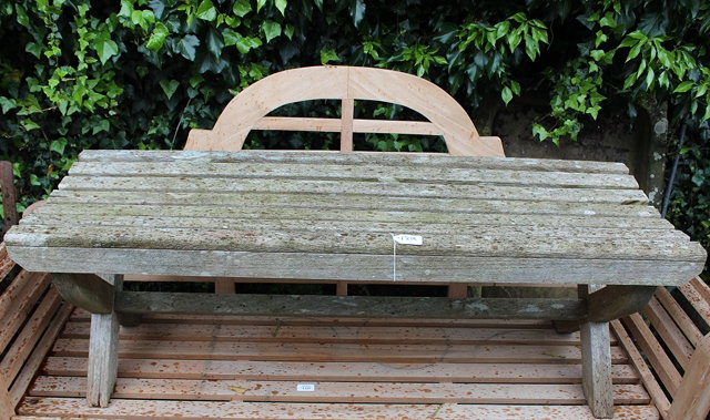 Appraisal: A SLATTED RECTANGULAR TEAK GARDEN SEAT cm wide