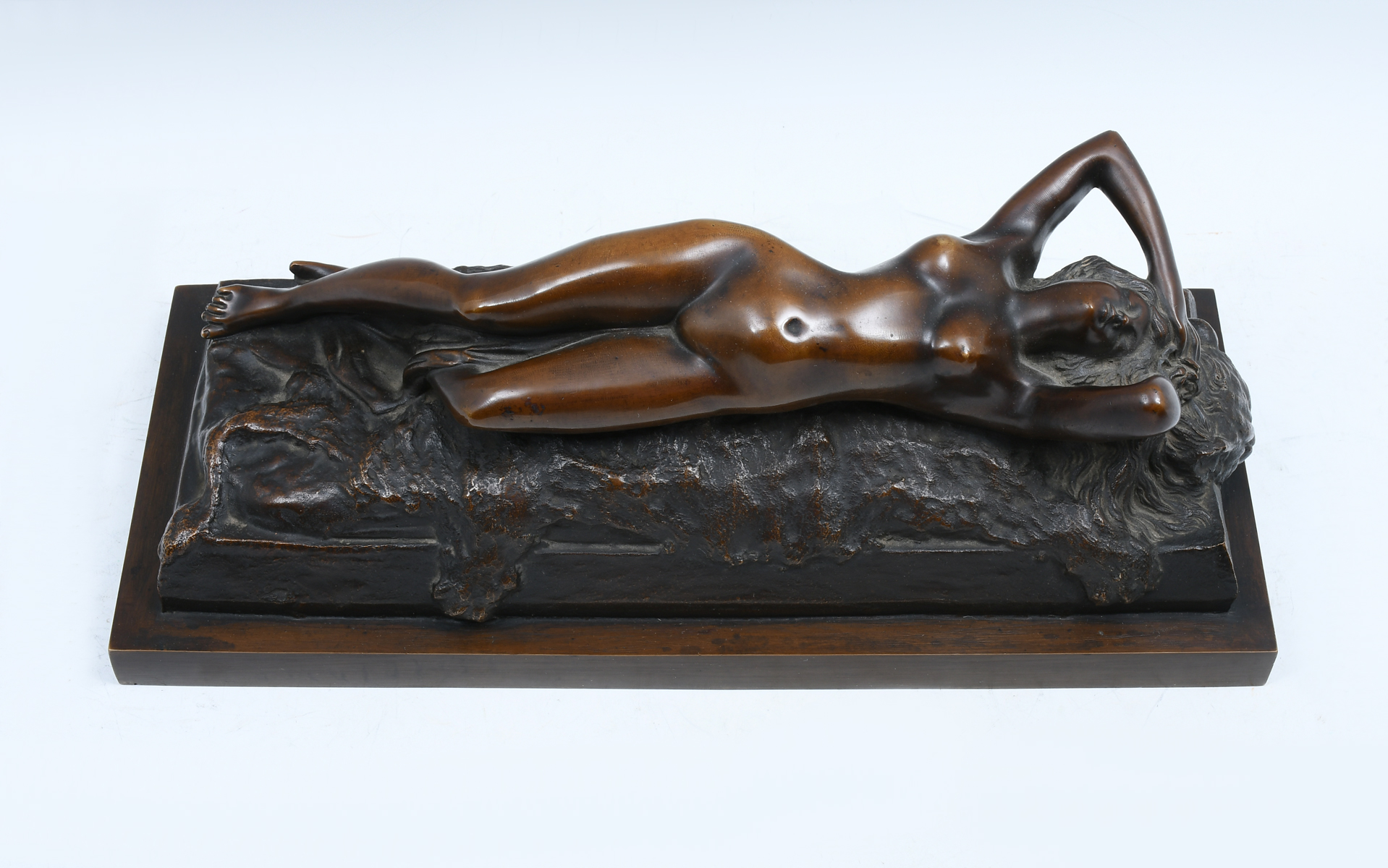 Appraisal: ART NOUVEAU BRONZE RECLINING NUDE SCULPTURE ''Le Sommeil'' After Clodion