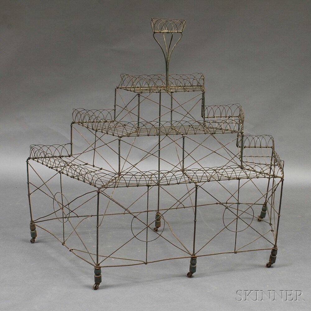 Appraisal: Three-tier Wire Plant Stand ht in Estimate - The absence