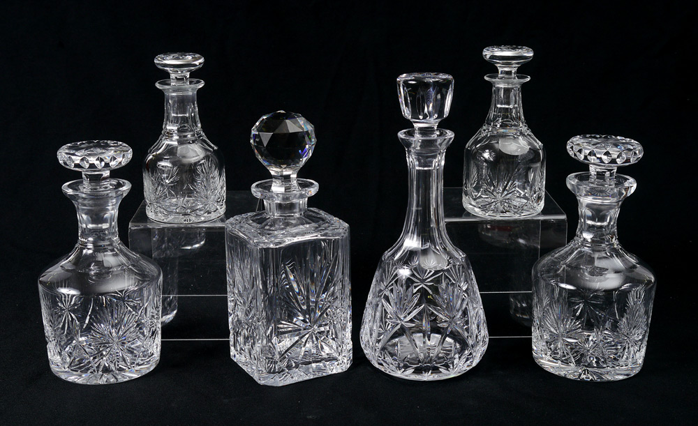 Appraisal: GROUP OF CRYSTAL DECANTERS An assembled collection of tallest marked