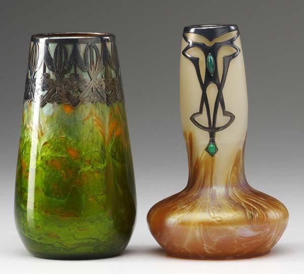 Appraisal: LOETZ Two Loetz bud vases the first in gold and