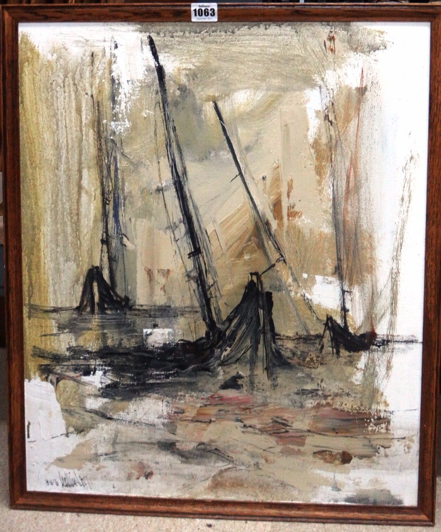 Appraisal: Gino Hollander b Sailing boats oil on canvas signed and