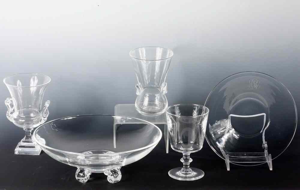 Appraisal: LOT STEUBEN GLASS - Pieces Including Dinner Plate with 'PBC'