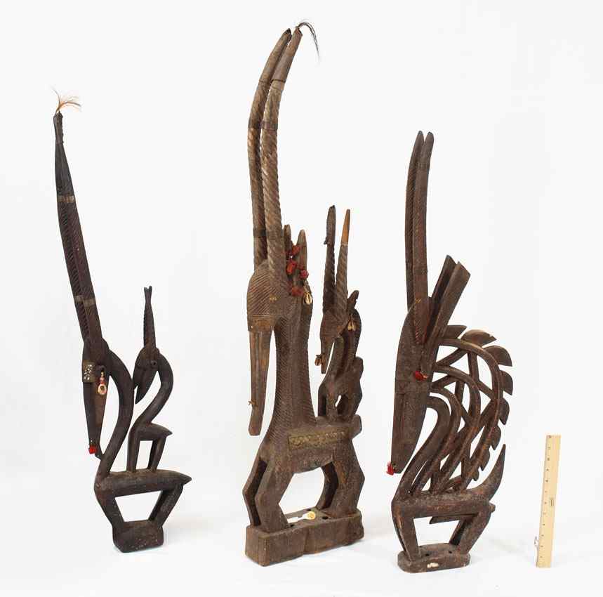 Appraisal: CARVED AFRICAN CHI WARA MALE HEADDRESSES BAMANA '' x ''