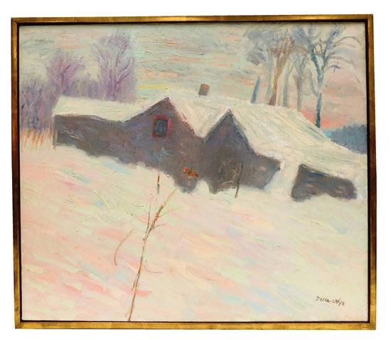 Appraisal: Ralph Della Volpe American b Barn Covered with Snow abstract