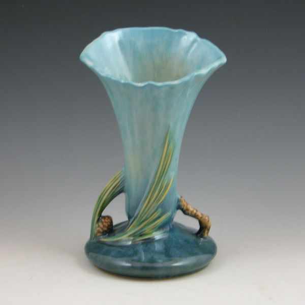 Appraisal: Roseville blue Wincraft vase with pine cone motif Marked Roseville