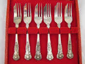 Appraisal: A boxed set of six silver King's pattern pastry forks