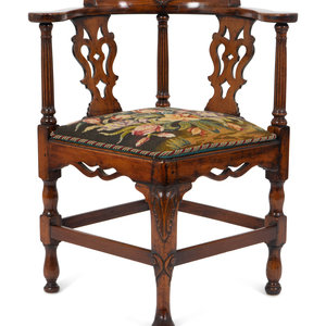 Appraisal: A William IV Carved Walnut Corner Chair TH CENTURY with