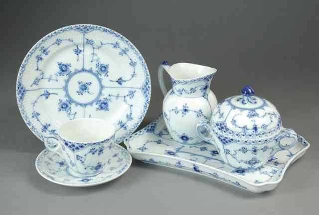 Appraisal: PIECE ROYAL COPENHAGEN FINE CHINA SET in the ''Blue Fluted-Half