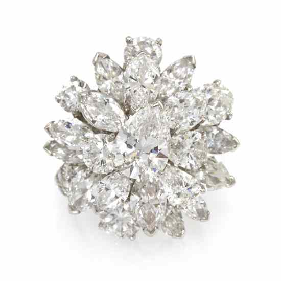 Appraisal: A Vintage Platinum and Diamond Cluster Ring containing one pear