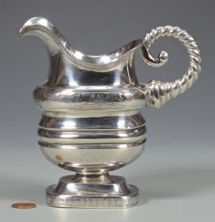 Appraisal: Silver Cream Pitcher Cornucopia Handle American Neoclassical coin silver cream