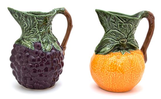 Appraisal: Sale Lot Two Portuguese Glazed Ceramic Fruit-Form Pitchers th century