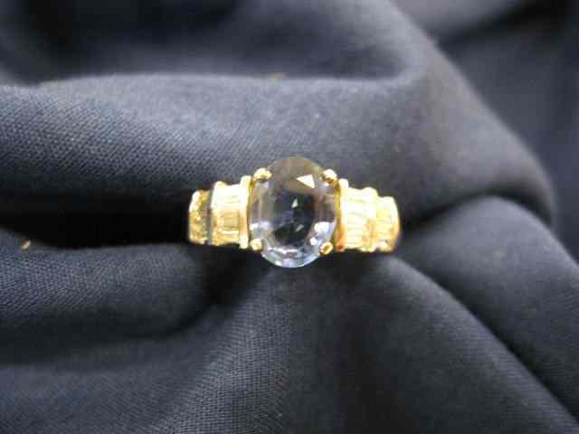 Appraisal: Sapphire Diamond Ring oval ceylon blue sapphire weighing carats with