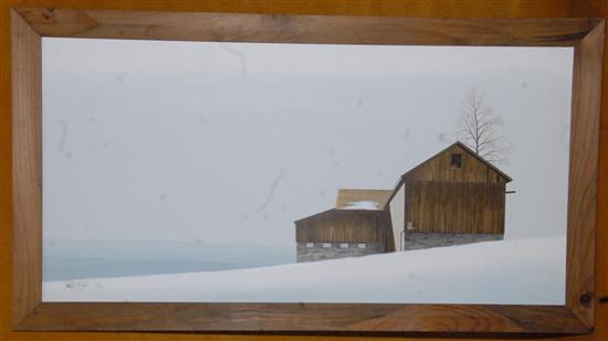 Appraisal: GARY BARSUMIAN AMERICAN TH CENTURY Oil on masonite Winter Landscape