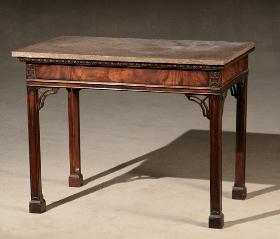 Appraisal: George III Style Mahogany and Rouge Marble Top Center Table