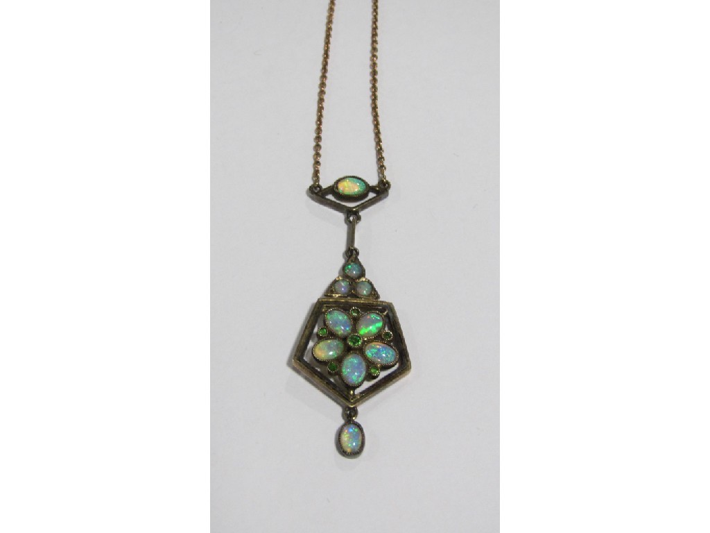 Appraisal: Edwardian ct rose gold opal set pendant necklace with a