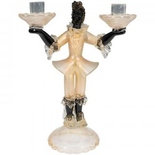 Appraisal: Salviati Murano Glass Blackamoor Candelabrum The Murano candleholder in mouth-blown