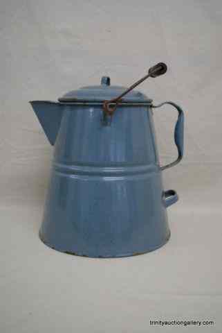 Appraisal: Old Graniteware Cowboy Campfire Coffee PotIs a large gallon size