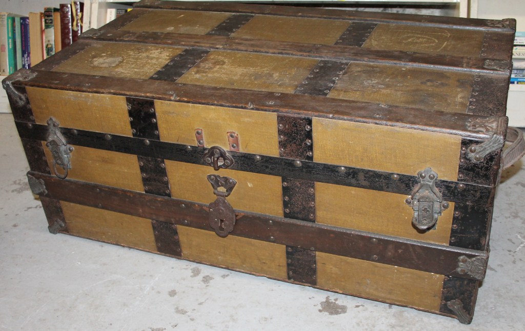 Appraisal: An early thC metal bound sea chest with part wooden