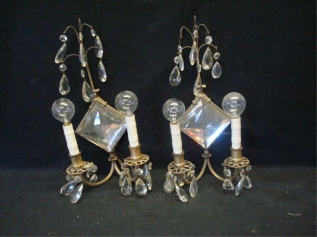 Appraisal: Pair of Vintage Crystal Mirrored Sconces Dimensions x wide Estimate