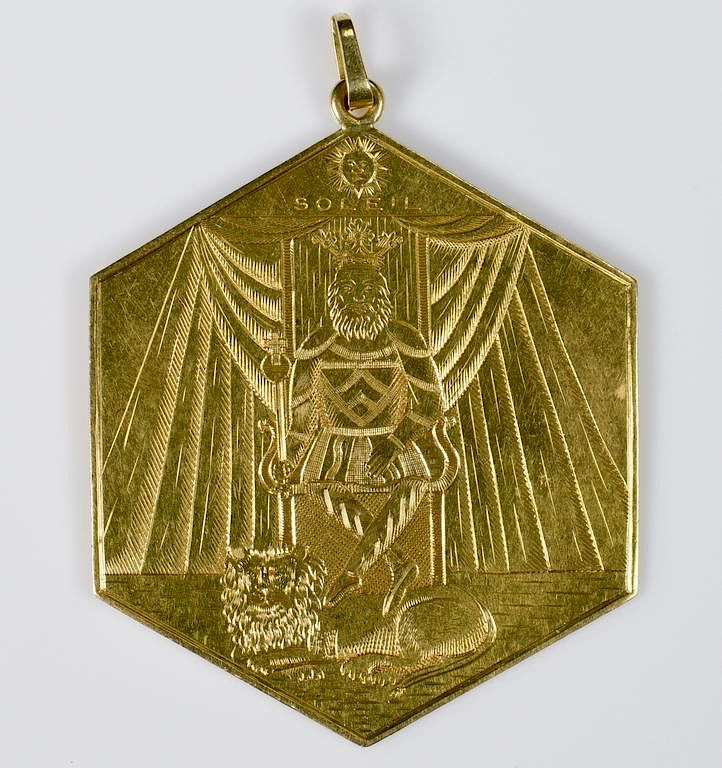 Appraisal: K Hexagonal Sun Pendant possibly Freemason K yellow gold hexagonal