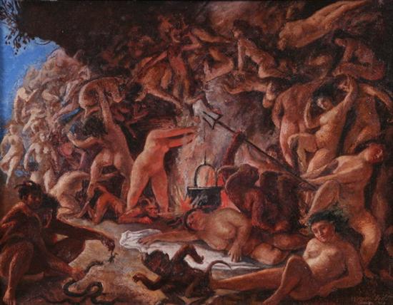 Appraisal: HERMAN LIPOT Hungarian - FIGURES IN HELL signed lower right