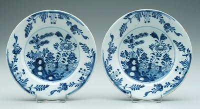 Appraisal: Two Delft shallow bowls blue and white decoration in the