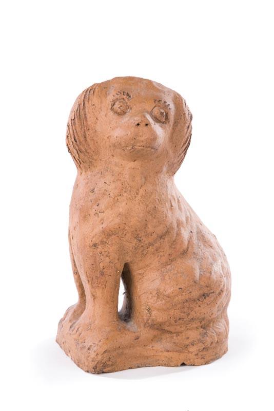 Appraisal: SEWERTILE DOG Ohio mid th century Unglazed seated dog with