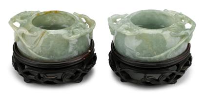 Appraisal: Rare pair of Chinese green jadeite water coupes th century