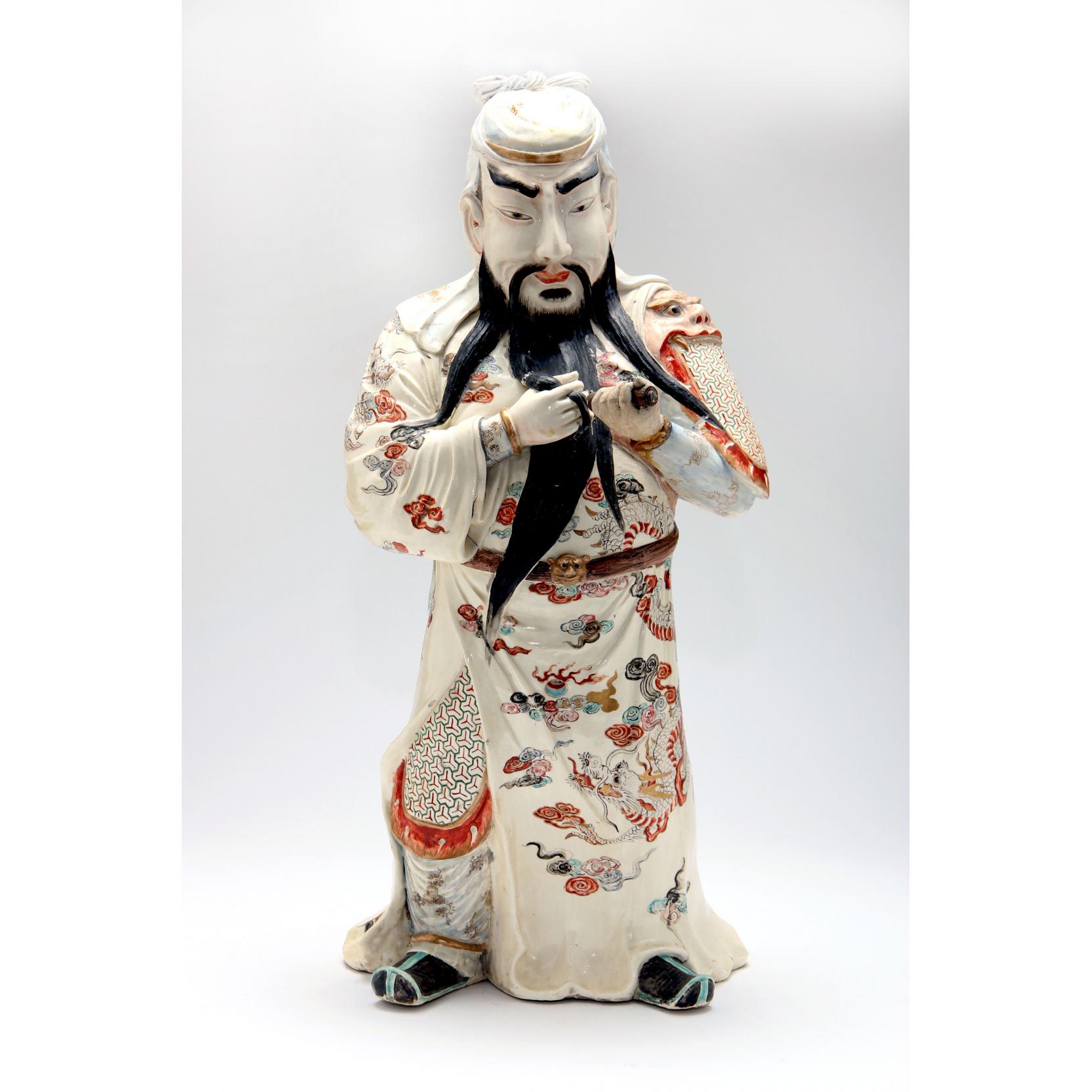 Appraisal: A Large Japanese Satsuma Figure Meiji period earthenware pottery with