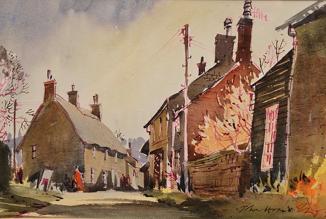 Appraisal: JOHN HOAREA set of four watercolours of North Oxfordshire village