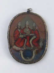 Appraisal: An oval th century double sided South American pendant icon